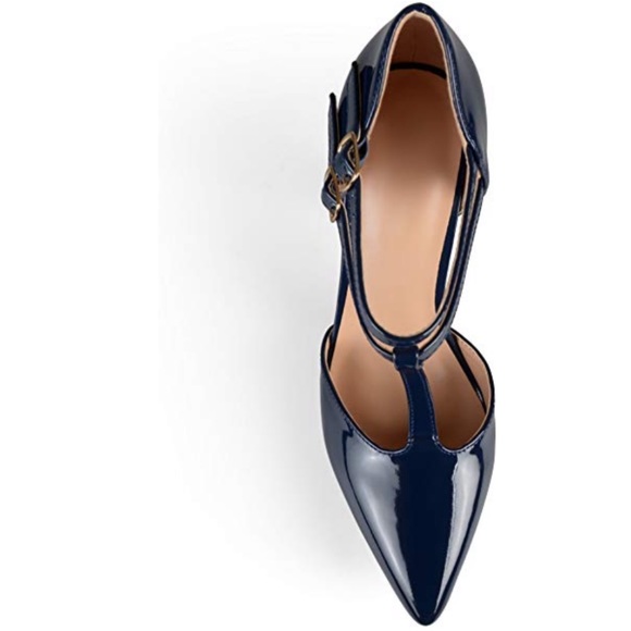 NIB Decibel Patent Navy Blue T-Strap Stiletto Pump - Picture 5 of 5